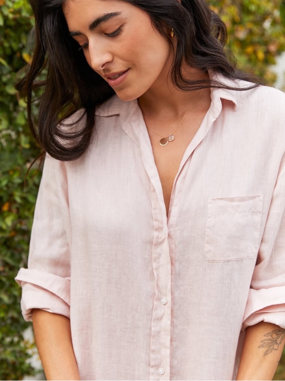 Grayson The Hero Button-Up Pale Pink Linen Button Down Shirt